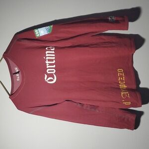 ALP N ROCK Men’s Crewneck Long Sleeve Ski Patches CORTINA Shirt Maroon